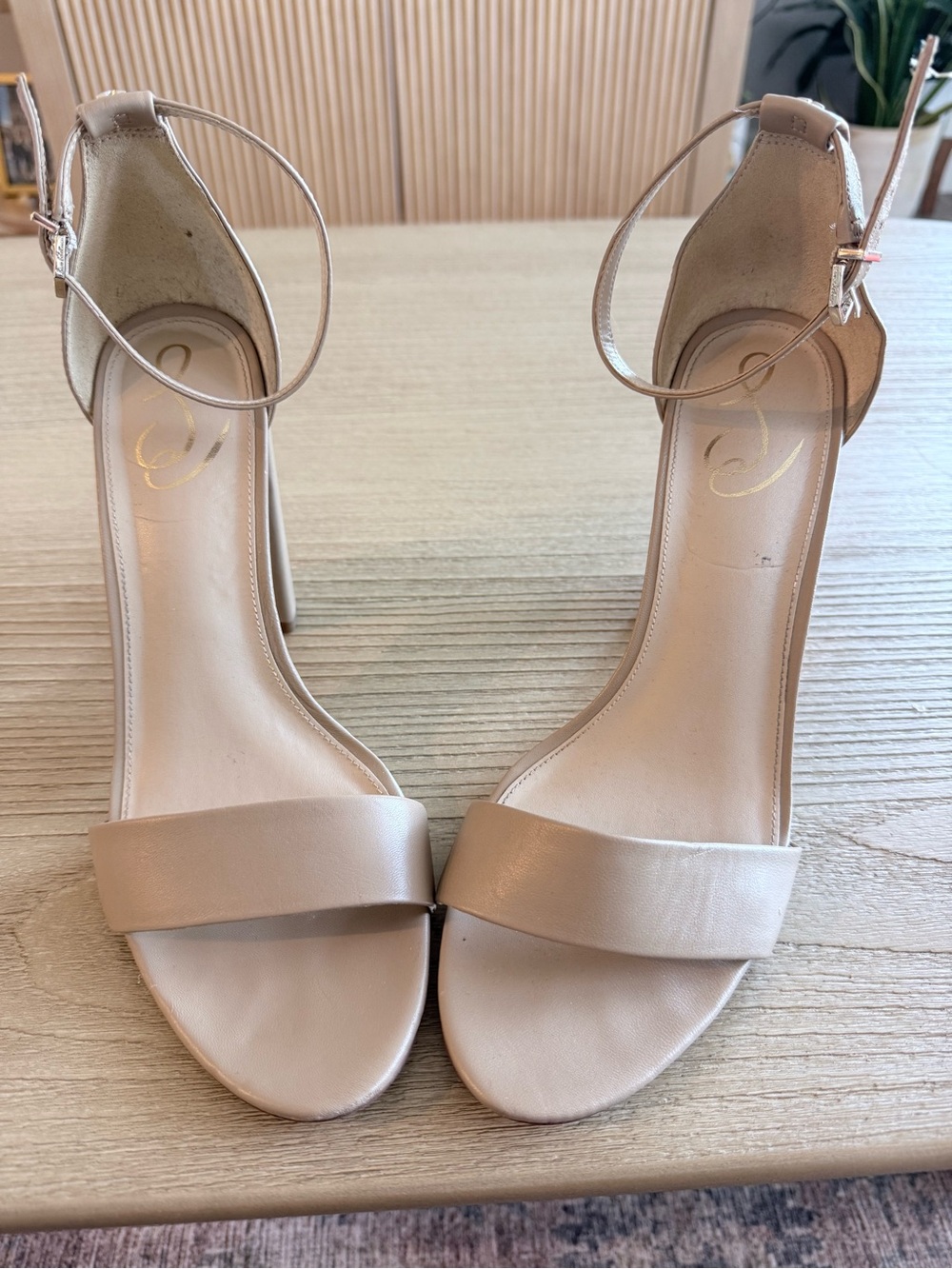 Sam Edelman Yaro Nude Ankle-Strap Block Heels